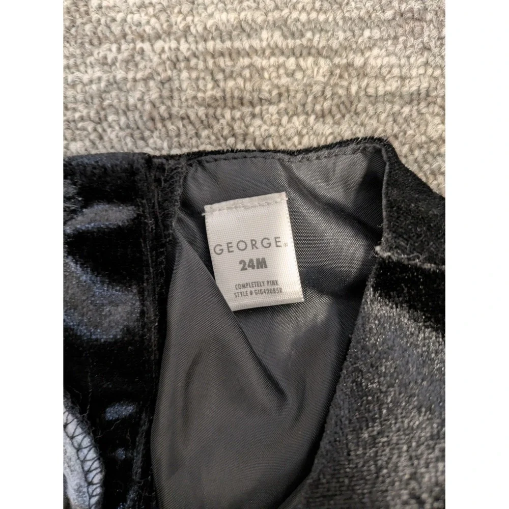 George Girl's Size 24 Months Black Velvet Pink Lace Flower‎ Party Dress